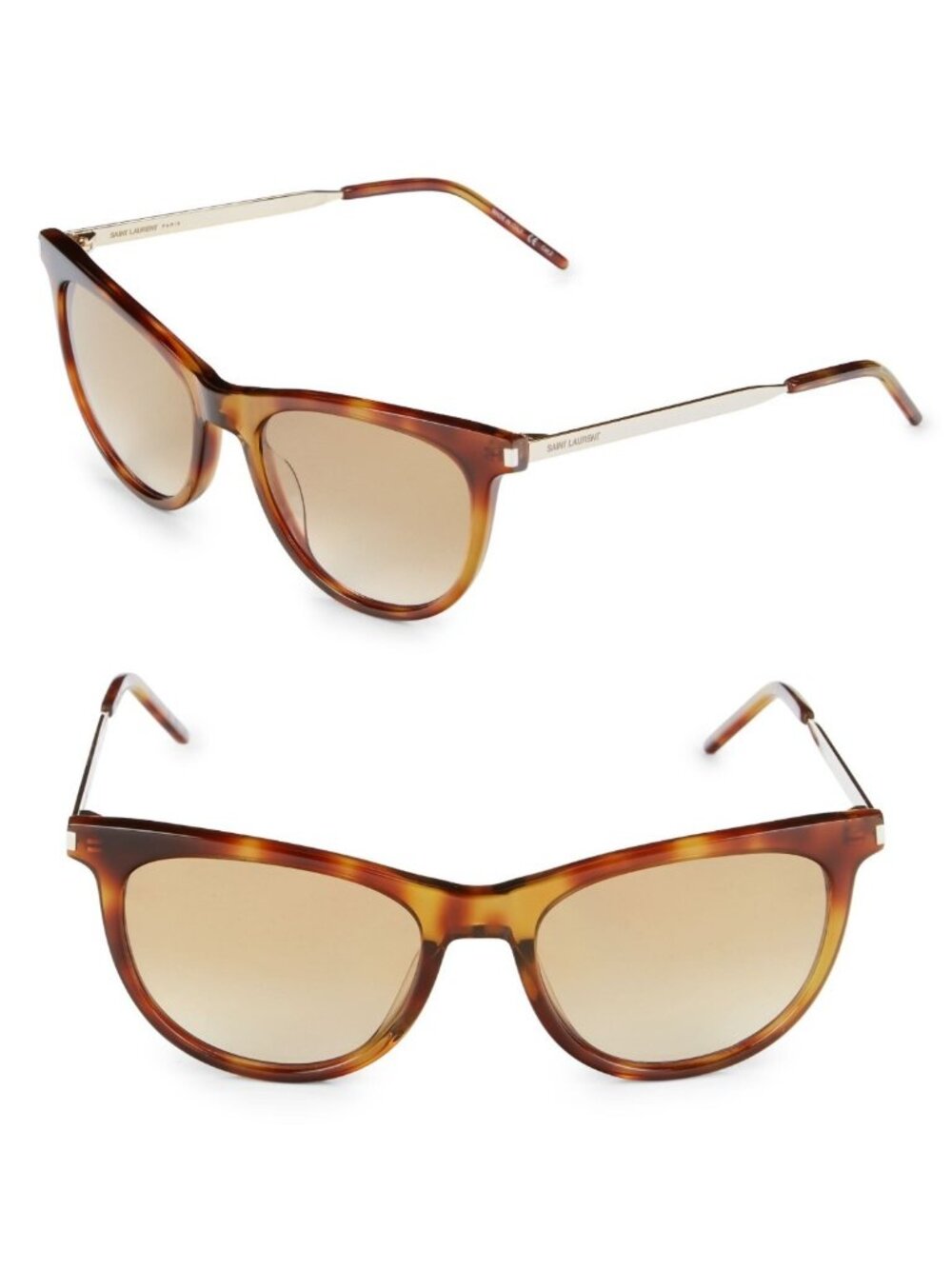 Saint Laurent SL510 005 54mm Oval Cat Eye Sunglasses Havana Gold Brown Gradient - Picture 1 of 4